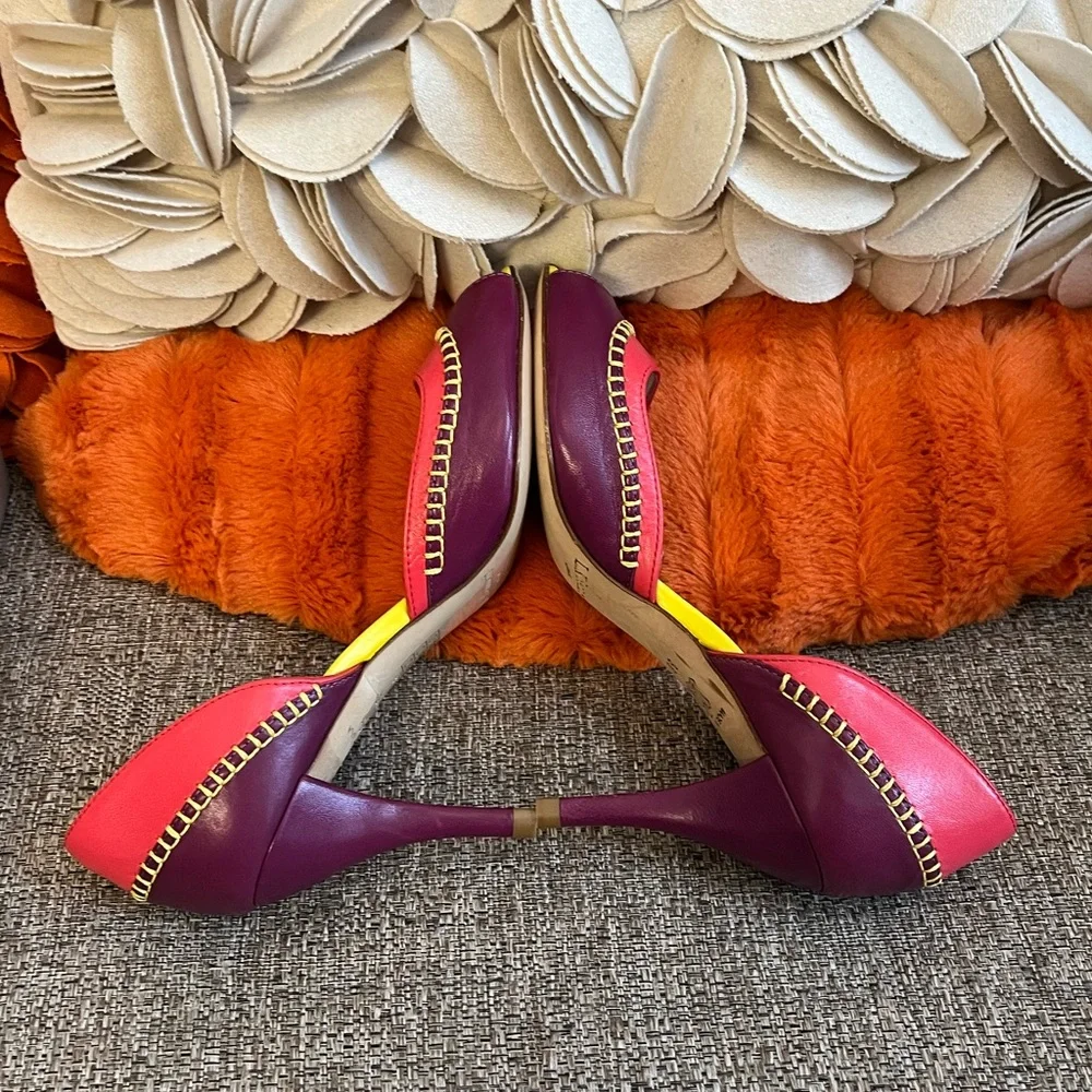 ❣️L.K. Bennett London Leather Colorblock Peep Toe Pumps❣️